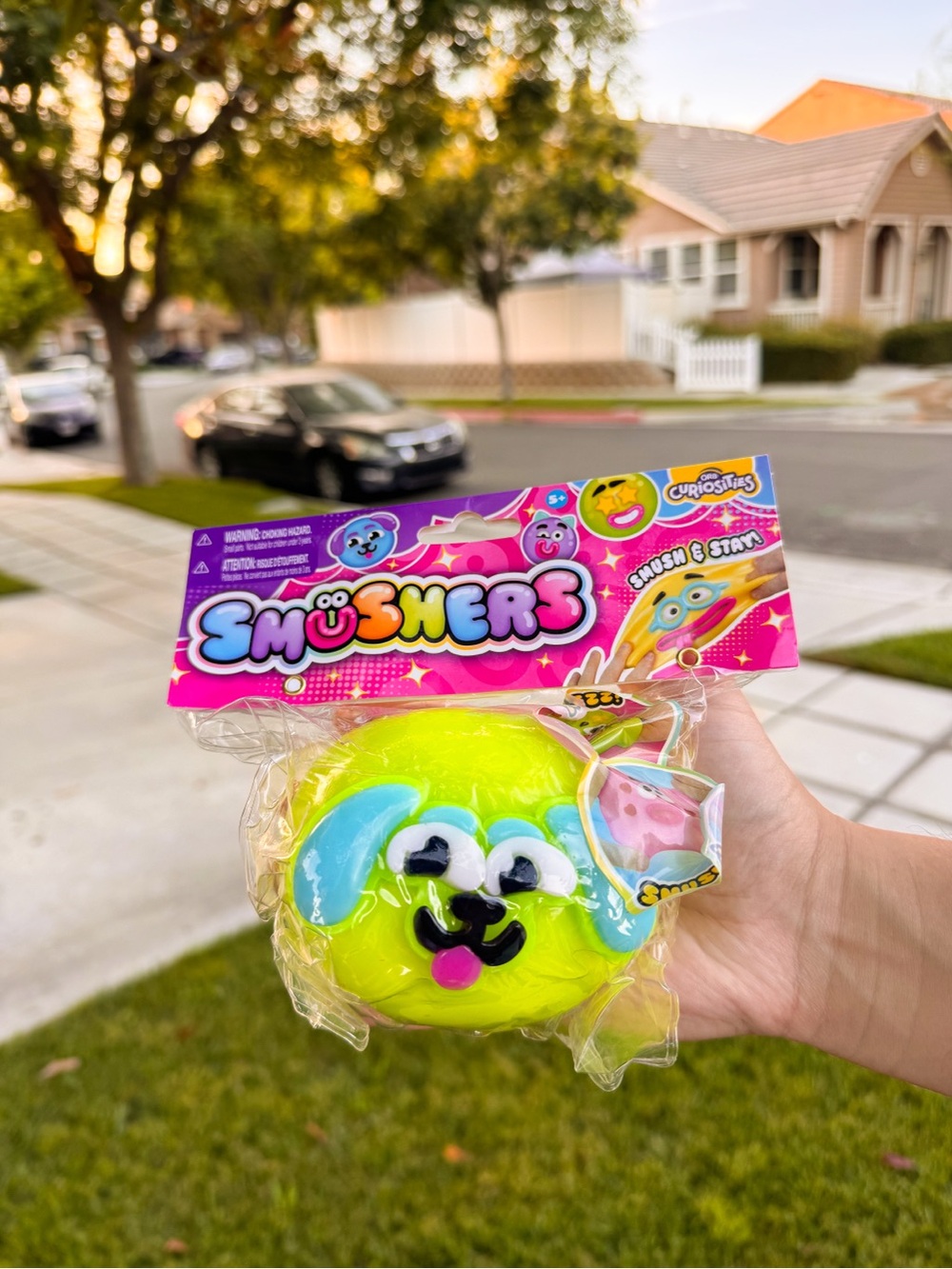 Smushers Neon Yellow Puppy Squeeze Toy by Smushers